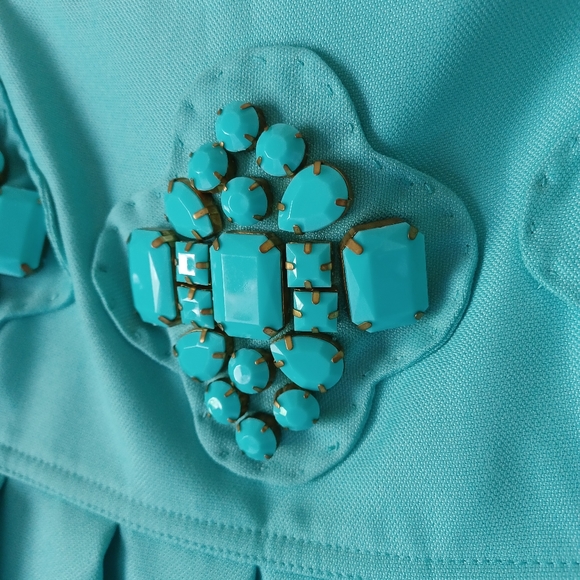 KARTA Turquoise Mini Cocktail Dress Baby Doll Sz M - Picture 4 of 15